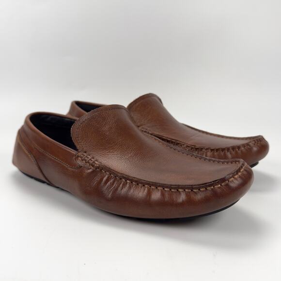 Steve Madden Men's Loafers JAYDEN Brown Leather Shoes Size 8M - Picture 1 of 9